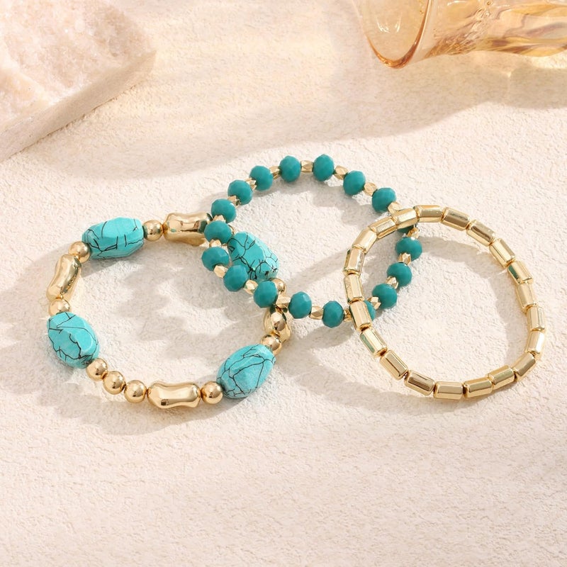 Aigrnc Boho Beaded Stretch Bracelets For Women Stackable Crystal Gold Plated Beaded Bracelets Set Trendy Handmade Friendship Braeclet Jewelry Gifts - Image 4
